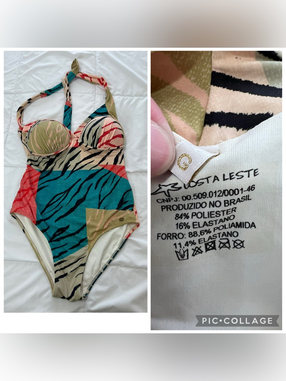 Costa leste One-Piece Swimsuit in Teal & Multicolor size  L